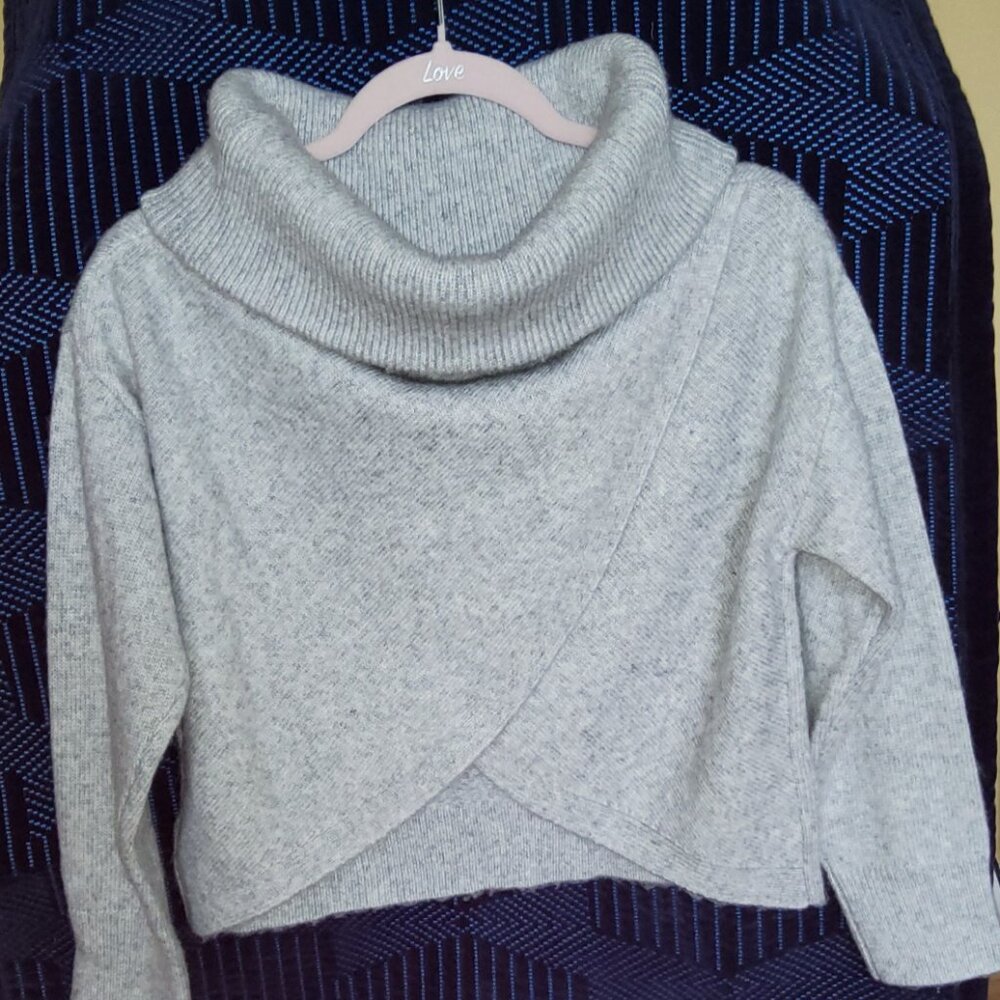 NWT Express Grey Cowl neck Sweater Wrap back Size S